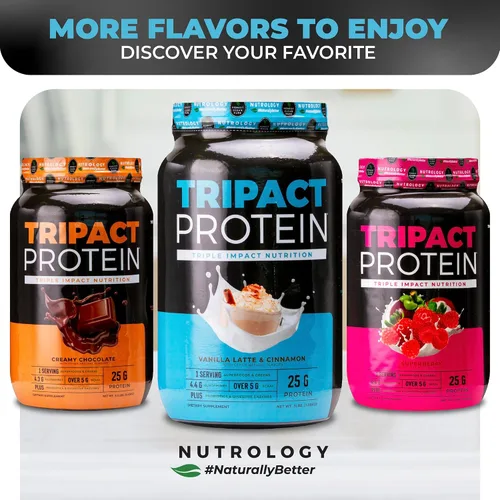 Miniatura 8 de Nutrology TRIPACT Proteína en polvo – Batido de reemplazo de comidas 7 en 1 con proteína de suero en polvo alimentado con hierba, guisante, arroz