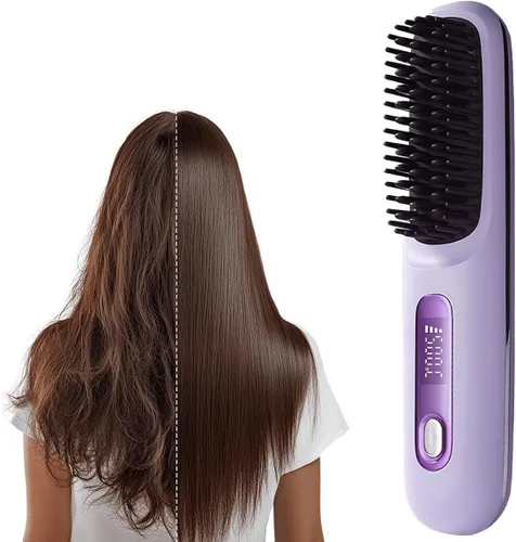 Miniatura 8 de Go Brush 2026 actualizado - Pro para cabello corto - Cepillo alisador inalámbrico con calor rápido, 3 ajustes de temperatura, cuidado iónico