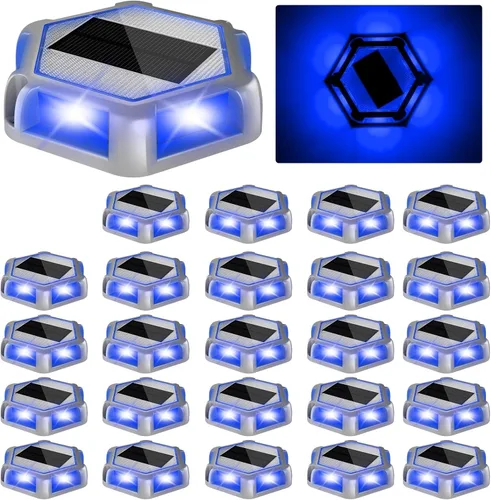 Miniatura 11 de Luces solares para muelle de entrada, 16 paquetes impermeables de 1200 mAh para exteriores, luces LED de aluminio para exteriores, luz de Azul