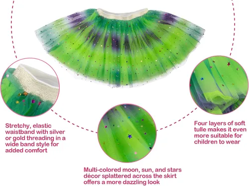 Miniatura 5 de Simplicity Vestido de ballet de princesa de tul de 4 capas con falda tutú arcoíris para bebé niña, Arco iris