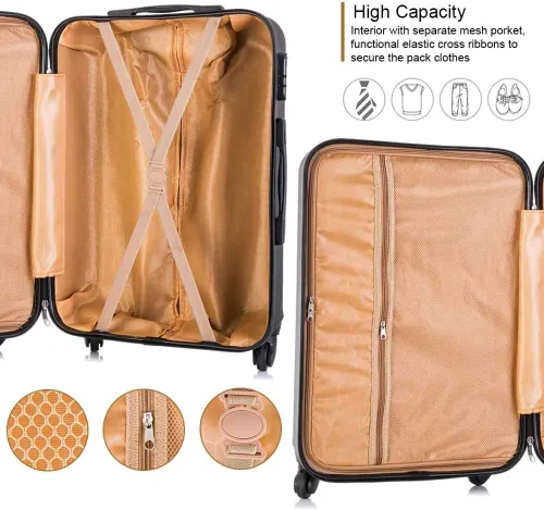 Miniatura 4 de Juego de 4 piezas de equipaje con ruedas giratorias Maleta de viaje rígida y ligera 16" 20" 24" 28