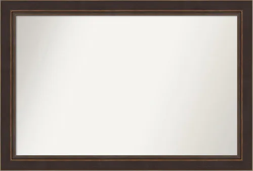 Miniatura 386 de Amanti Art Espejo de baño de bronce para sobre el fregadero, 24 x 24 pulgadas, espejo cuadrado de bronce Lara para tocador, marco de madera