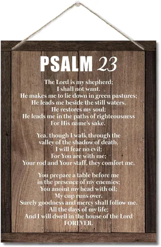 Miniatura 11 de Letreros de arte inspiradores de madera, Salmos 24 - El Señor es mi pastor, impresión de versículo bíblico, placa de pared impresa para colgar