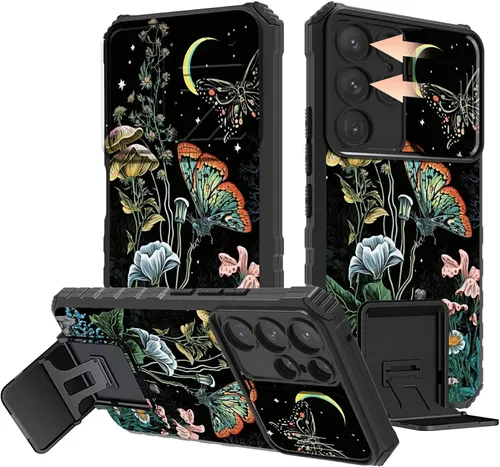 Miniatura 37 de Rossy Funda para Samsung Galaxy S22 Ultra para Samsung S22 Ultra con cubierta deslizante para cámara con función atril, funda híbrida de doble capa