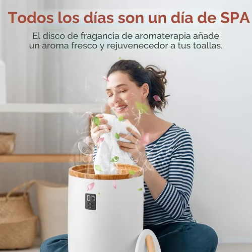 Miniatura 3 de SereneLife Calentador de toallas y mantas: calentador de toallas portátil de un solo toque para baño, soporte de disco fragante, anillo LED