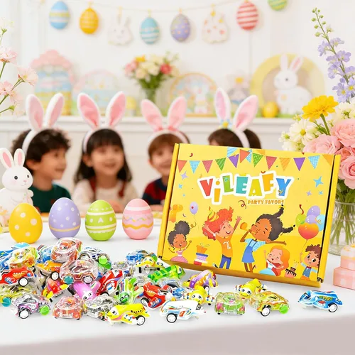 Miniatura 5 de Vileafy 50 autos y aviones de tracción – Juguetes de caja del tesoro a granel para aula, recuerdos de fiesta para niños de 3 a 5 años, premios