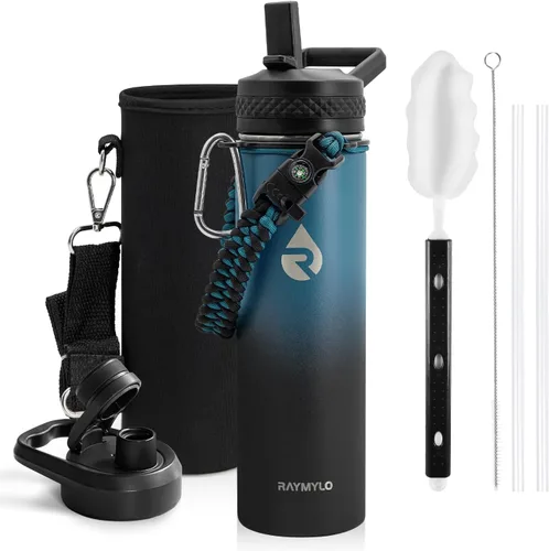 Miniatura 41 de RAYMYLO Botella de agua aislada de 24 onzas, de acero inoxidable con triple pared al vacío (fría durante 48 horas, caliente durante 24 horas), a