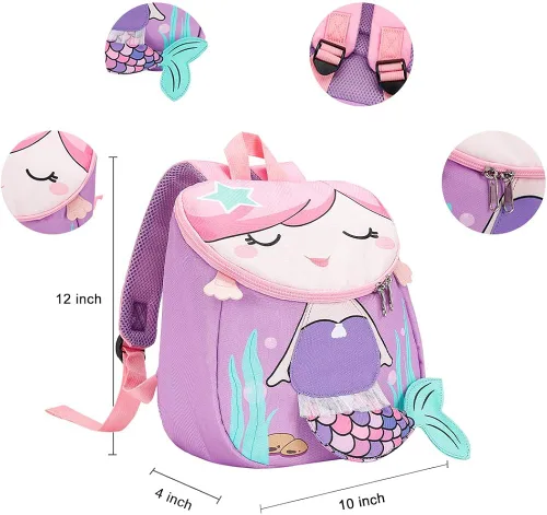 Miniatura 9 de BLUBOON Mochila para niños pequeños para niñas linda mochila preescolar 3D bolsa de libros para niños pequeños