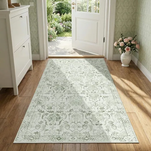 Miniatura 17 de Alfombra de área pequeña de 2 x 3 pulgadas, color beige, para entrada, baño, cocina, antideslizante, de pelo bajo, lavable, moderna alfombra bohemia