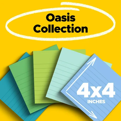 Miniatura 2 de Post-it - Notas superadhesivas de papel 100% reciclado, forradas, 4 pulgadas x 4 pulgadas, 6 blocs, 70 hojas por bloc, colección Oasis, suministros