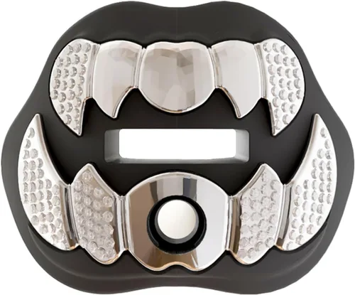 Miniatura 19 de LeCool Protector bucal de fútbol con correa conectada, 3D Beast Chrome, protector bucal para adultos y jóvenes, pieza para deportes para máximo