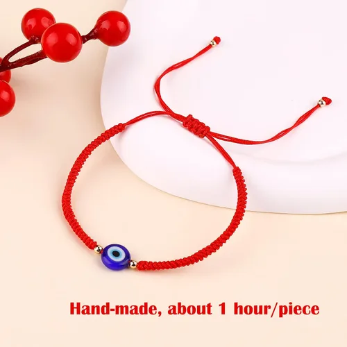 Miniatura 15 de Paquete de 2 pulseras hechas a mano con cuerda roja contra el mal de ojo, pulsera de joyería de ojo azul para mujeres, hombres, adolescentes