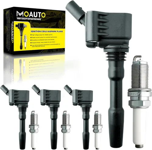 Juego de 4 bobinas de encendido 06J905110G y 4 bujías de iridio compatibles con Volkswagen Audi Beetle Golf Jetta 1.8L 2.0L L4