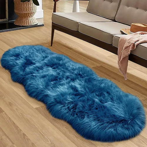 Miniatura 2 de Alfombra de piel sintética para sofá, silla, alfombra pequeña beige para dormitorio, 2 x 3 pies, alfombras peludas para habitación de los niños