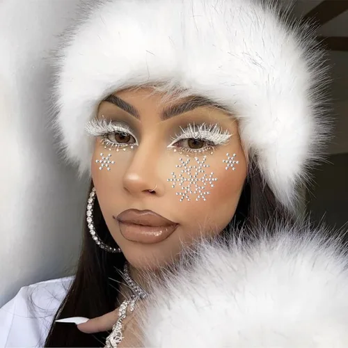Miniatura 3 de NOOEPC Gemas faciales de Navidad, accesorios para rave, maquillaje de Navidad, copos de nieve, joyas autoadhesivas para la cara, joyas de ojos