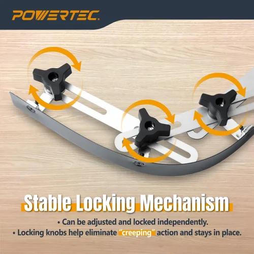 Miniatura 3 de POWERTEC Regla de plantilla de curva flexible de 37 pulgadas, curva de madera, tira de perfiles de carpintería, herramienta de plantilla de acero