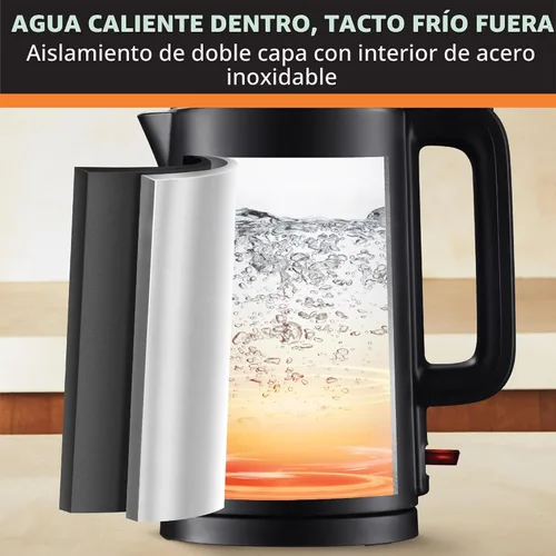 Miniatura 4 de KRUPS Hervidor de Agua Eléctrico de 1.5L de Acero Inoxidable con Toque Frío en el Interior, Hervido Rápido, Una Taza en 80 Segundos, Pared Doble