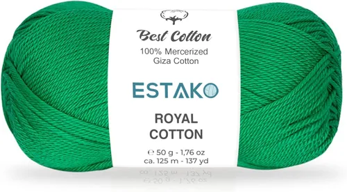 Miniatura 43 de Estako Algodón Royal, 100% hilo de algodón giza mercerizado, suave, súper fino 1 para ganchillo y tejer, 1.76 onzas (50g) / 137 yardas (125m)