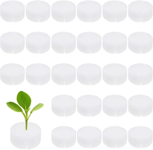 Miniatura 14 de M METERXITY Paquete de 50 esponjas hidropónicas, esponjas cilíndricas de medio de cultivo de 1.97 pulgadas para plantar herramientas de Blanco