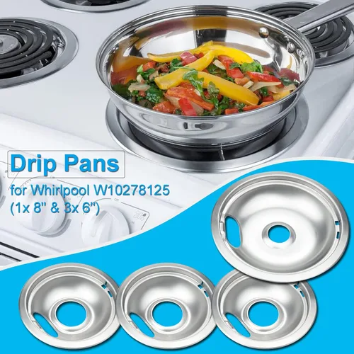 Miniatura 2 de Moldes de goteo Chrome Range compatibles con GE, Hotpoint y Kenmore Electric Stove - Reemplazo para WB31T10010, WB31T10011