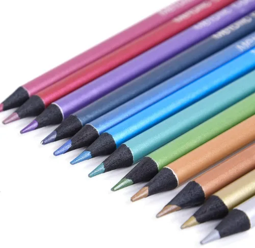 Miniatura 4 de Art Supplies Juego de lápices de grafito y carbón para estudiantes y artistas 12 lápices metálicos