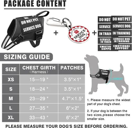 Miniatura 5 de Arnés de chaleco para perro de servicio+Etiqueta de identificación+10 parches, etiqueta de perro de servicio metálica y chaleco reflectante de apoyo