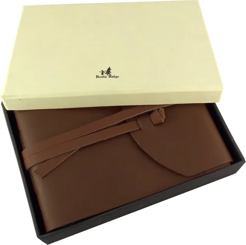 Miniatura 2 de Álbum de fotos rústico de cuero genuino con caja de regalo, páginas estilo álbum de recortes, capacidad para 100 fotos de 4 x 6 o 5 x 7 pulgadas
