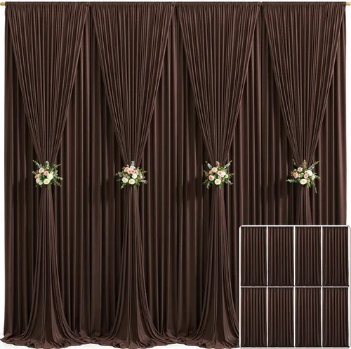 Miniatura 19 de Cortina de fondo beige de 10x10 para bodas y fiestas, cortina de fondo beige sin arrugas para fotos, cortinas de fondo para decoración de baby Gris