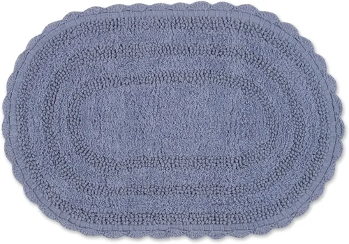 Miniatura 11 de DII Crochet Collection - Tapete de baño reversible, redondo, 27.5 pulgadas de diámetro, color azul camafeo Azul Cameo