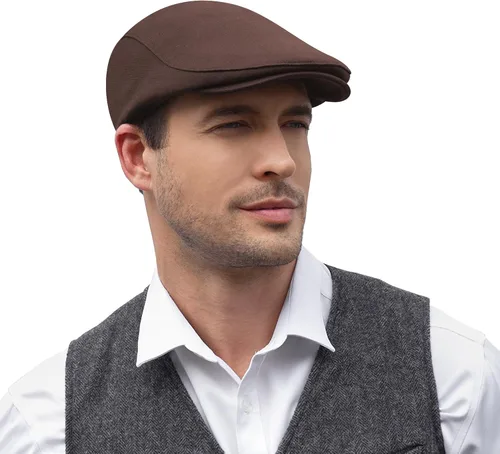 Miniatura 8 de KUJUHA Gorra Newsboy para Hombre de Algodón Plana Ivy Gatsby Sombrero Newsboy Sombrero de Conducción Sombrero Cabbie Irlandés Gorras de Caza