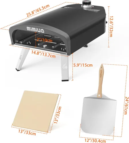 Miniatura 2 de Mimiuo Horno de pizza de gas para exteriores, hornos portátiles de propano para pizza para exteriores, estufa de pizza profesional con piedra