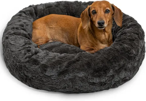 Miniatura 60 de Best Friends by Sheri - The Original Calming Donut - Cama calmante en forma de dona para perros y gatos - Pelo corto, gris, S, 23 x 23 pulgadas Gris