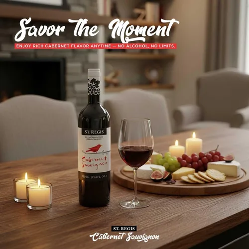 ST. REGIS Cabernet Sauvignon sin alcohol, 25.4 onzas líquidas (paquete de 1), bajo en calorías, bajo en azúcar, sabor rico afrutado y picante de