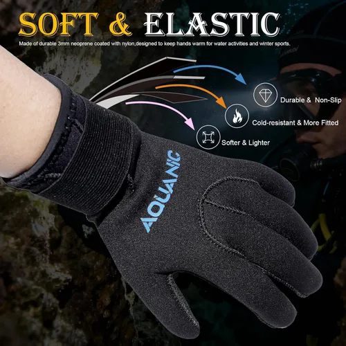 Miniatura 3 de nitescuba Aquanic - Guantes de neopreno de 0.118 pulgadas (0.118 in), guantes de invierno cálidos con correa ajustable para la cintura para pesca