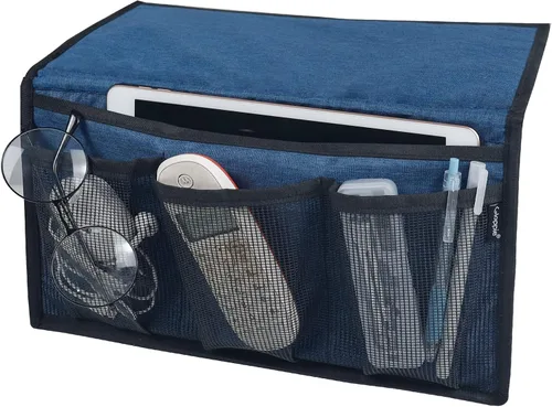 Gloppie Organizador de mesita de noche, organizador de bolsillos laterales para mesita de noche, organizador de almacenamiento con bolsillo para