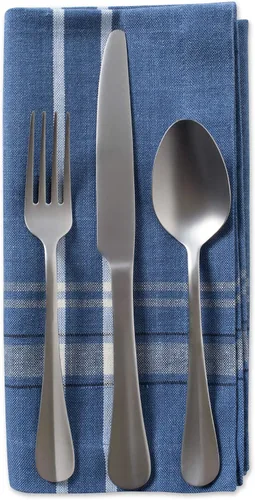Miniatura 3 de DII - Servilletas para mesa estilo rústico, colección con rayas estilo francés, 20 x 20 pulgadas, color azul cambray, 6