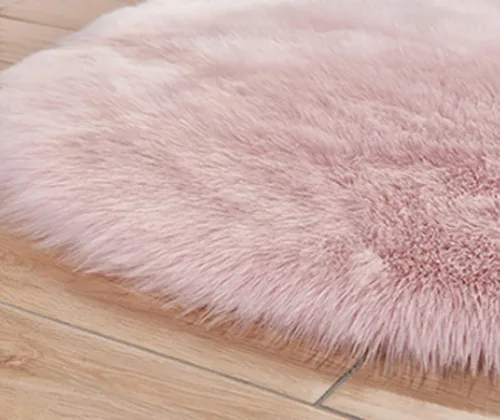 Miniatura 5 de Meng Ge - Funda de piel de oveja sintética para sofá o sillón, color liso Rosa