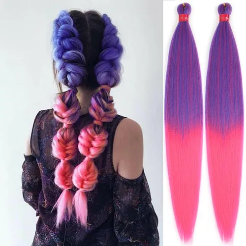 Miniatura 44 de Cabello trenzado verde con lentejuelas de 26 pulgadas, preestirado, trenzas de textura Yaki, extensiones de cabello pre plumadas, 3 paquetes, fácil