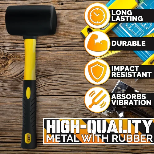 Miniatura 3 de Martillo de mazo de goma de 16 onzas, mazo de martillo de goma con mango duradero y ergonómico, diseño antivibración para un trabajo eficiente
