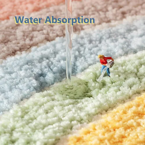 Miniatura 4 de Tapete de baño con diseño de arcoíris, absorbente de agua, antideslizante, de microfibra suave, para bañera, fregadero, ducha y baño, bonito tapete