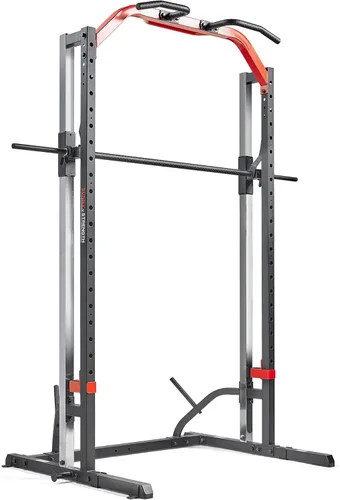 Miniatura 2 de Sunny Health & Fitness - Estante de potencia prémium para máquina de sentadillas, alta capacidad de carga, altura ajustable, barra de dominadas