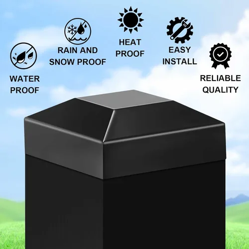 Miniatura 3 de Dunzy Tapas de aluminio para postes de valla de 2 x 2 pulgadas, tapas negras para buzón, cubierta de poste de ajuste a presión para buzón de metal
