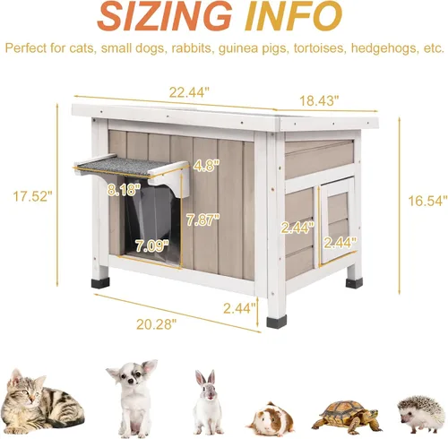 Miniatura 2 de Casa aislada para gatos al aire libre, aislada en invierno y termostática, casa para gatos al aire libre, madera maciza resistente a la intemperie