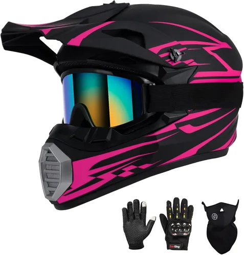 Miniatura 16 de Casco de motocross para niños y jóvenes aprobado por DOT, Casco de cara completa para ATV, moto de todoterreno y bicicleta de tierra para adultos