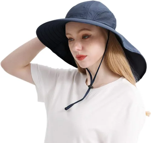 Miniatura 2 de Sombrero de ala ancha para hombres y mujeres, protección solar UPF 50+, gorra de safari plegable, sombrero de pesca con solapa para el cuello