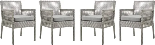 Miniatura 12 de Modway Aura Piece - Juego de mimbre para exteriores, gris gris