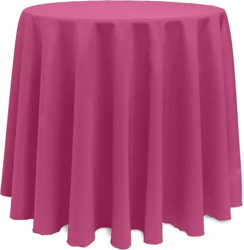 Miniatura 22 de ULTIMATE TEXTILE Mantel redondo de lino de poliéster de 120 pulgadas, color rosa neón