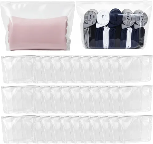 Miniatura 7 de Bokon 100 bolsas pequeñas de aseo a granel, 5.12 x 8.11 pulgadas, bolsas de maquillaje transparentes para cosméticos con cremallera, bolsas de viaje