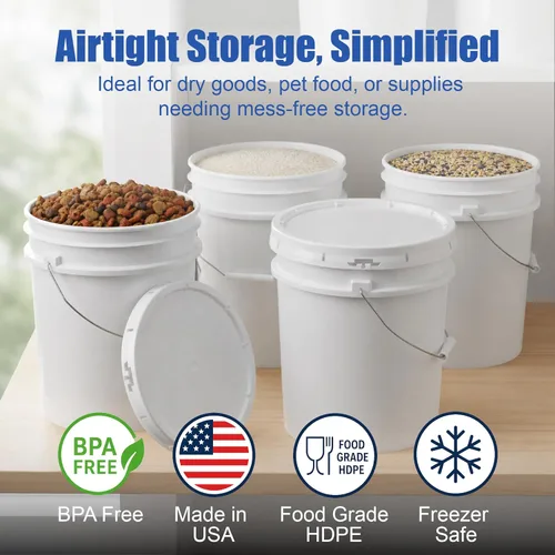 Miniatura 2 de ePackageSupply Balde de 5 galones con tapa hermética Fabricado en EE. UU. Grado alimenticio Plástico premium HDPE resistente Cubo multiuso