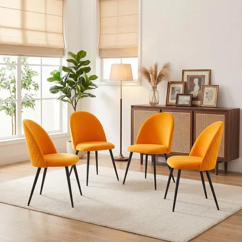 Miniatura 11 de Homedot Juego de mesa de comedor de 5 piezas para 4, diseño único de mesa de comedor con borde vivo y mesa gruesa con 4 sillas de comedor tapizadas